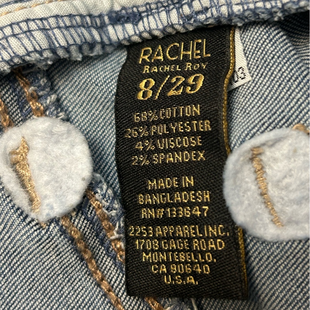RACHEL Rachel Roy Blue Denim Jeans w Gold Tone Chain Accent at Waist Sz 8/29 EUC - Picture 10 of 12